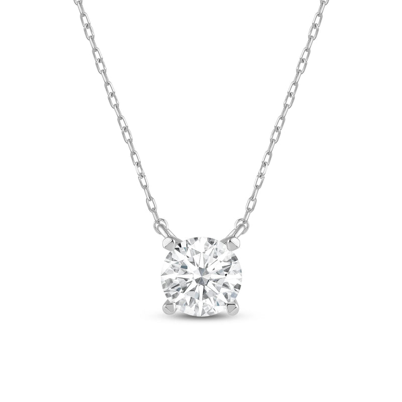 4 Prong Basket Round Lab Created Diamond Solitaire Necklace