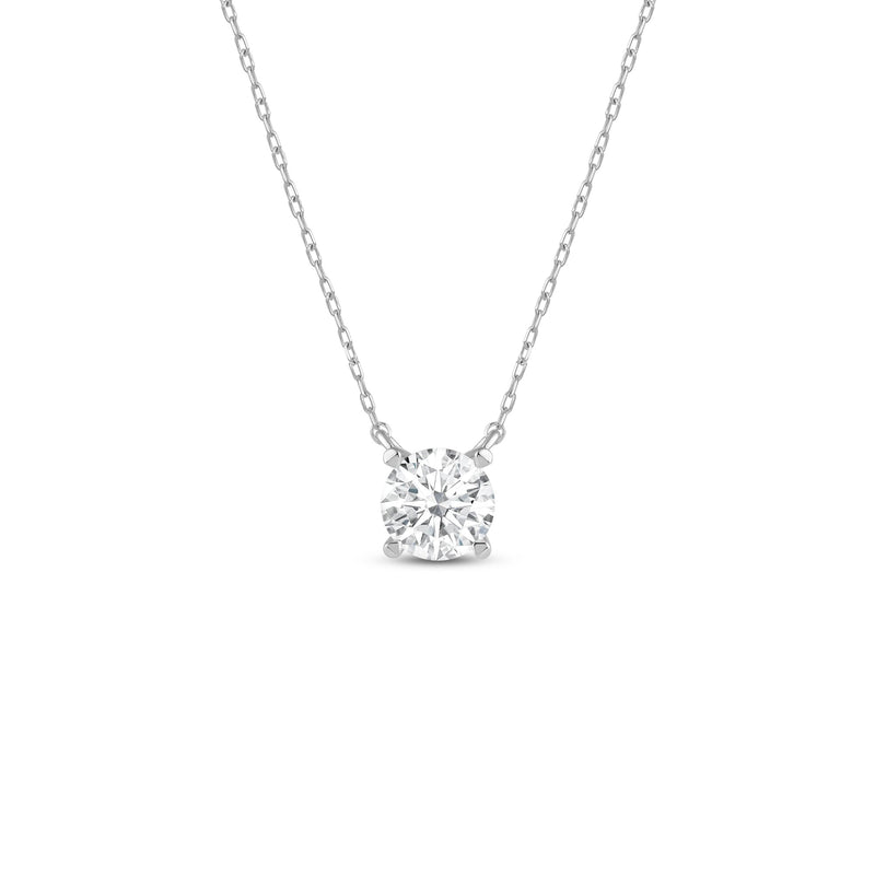 4 Prong Basket Round Lab Created Diamond Solitaire Necklace