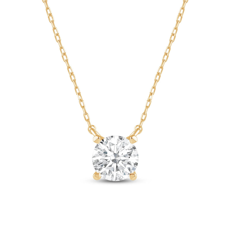 4 Prong Basket Round Lab Created Diamond Solitaire Necklace