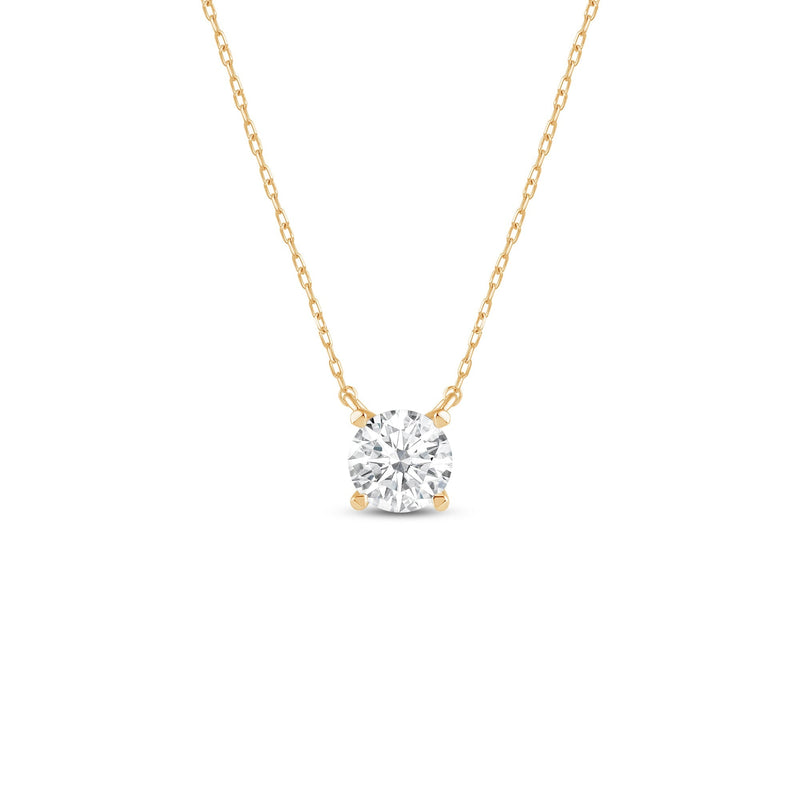 4 Prong Basket Round Lab Created Diamond Solitaire Necklace