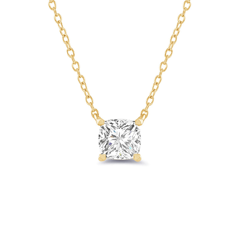 4 Prong Basket Lab Created Diamond Cushion Solitaire Necklace
