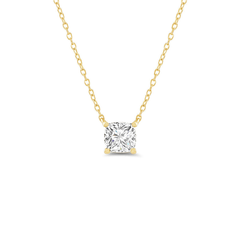 4 Prong Basket Lab Created Diamond Cushion Solitaire Necklace