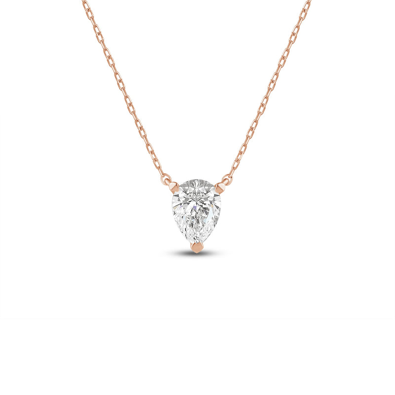 3 Prong Point Down Lab Created Diamond Pear Drop Solitaire Necklace