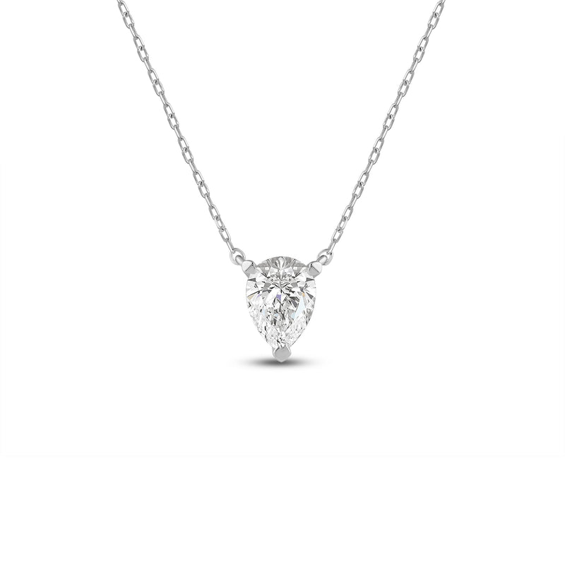 3 Prong Point Down Lab Created Diamond Pear Drop Solitaire Necklace