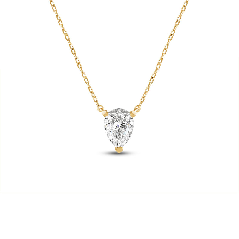3 Prong Point Down Lab Created Diamond Pear Drop Solitaire Necklace