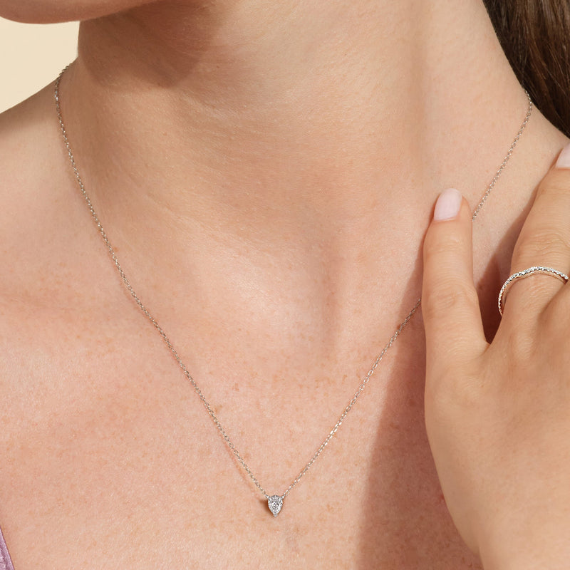 3 Prong Point Down Lab Created Diamond Pear Drop Solitaire Necklace