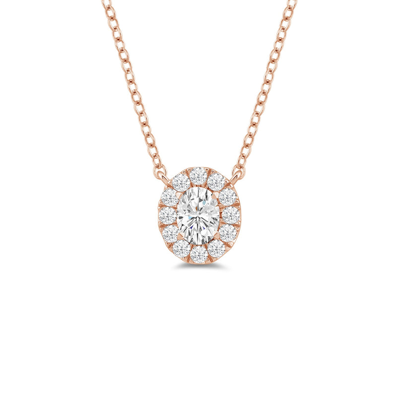 Halo Oval Lab Created Diamond Necklace