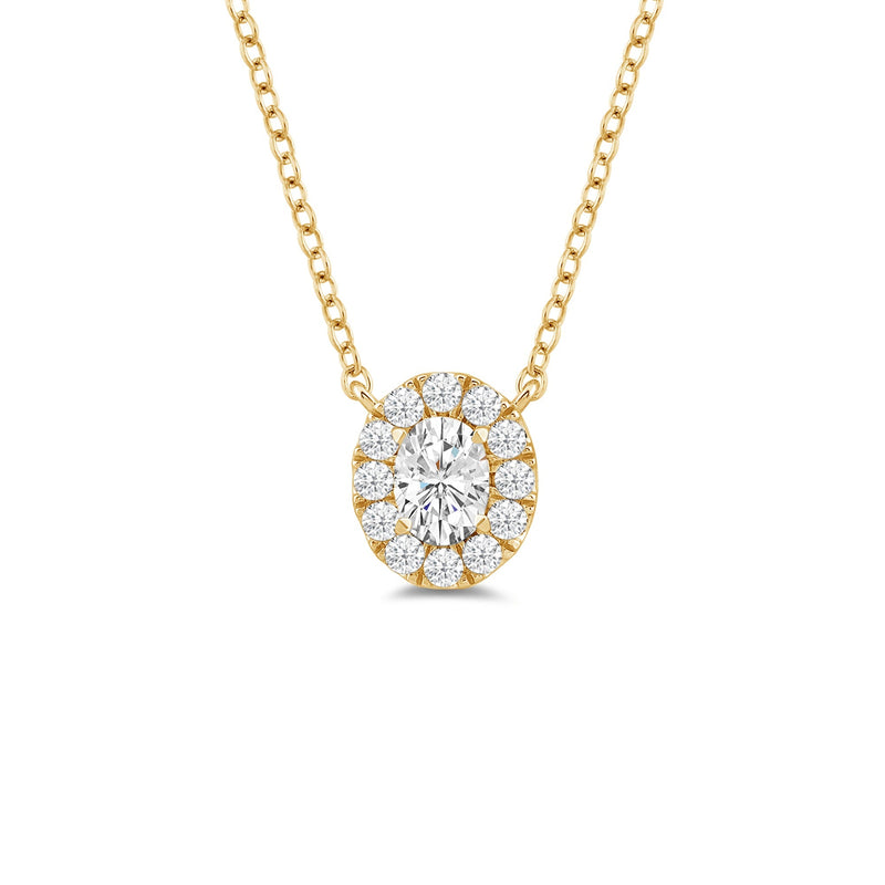 Halo Oval Lab Created Diamond Necklace