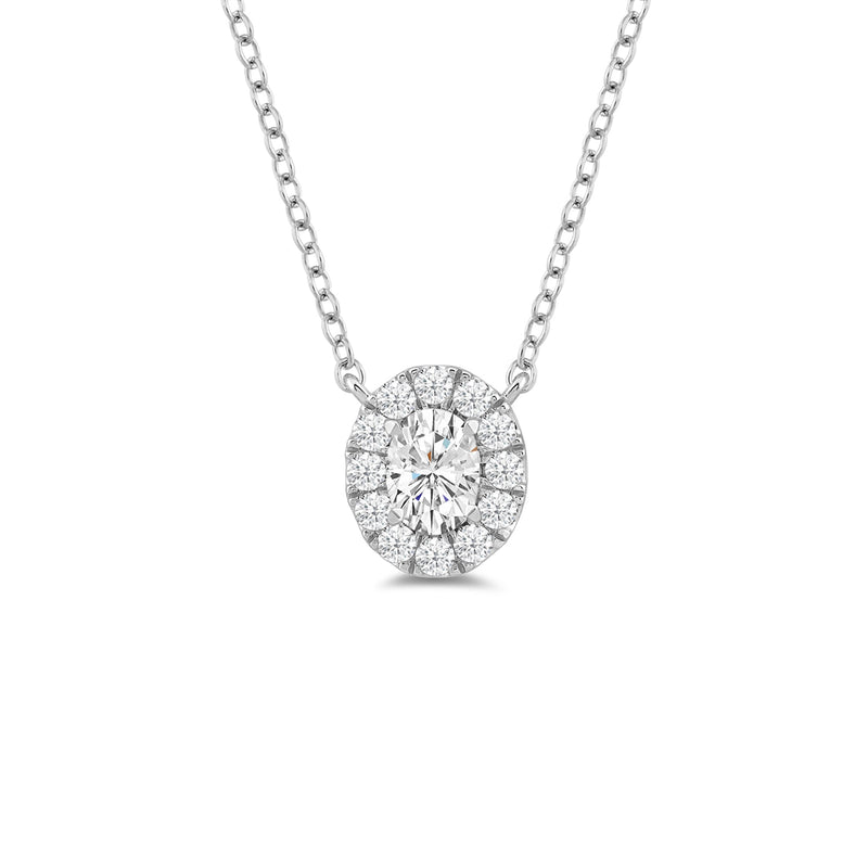 Halo Oval Lab Created Diamond Necklace
