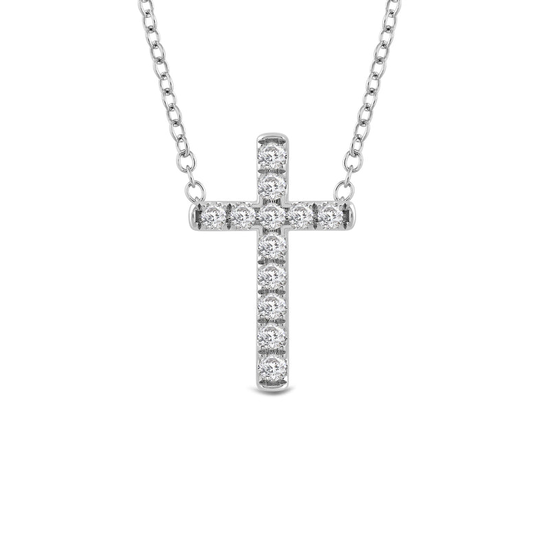 Petite Lab Created Diamond Cross Necklace