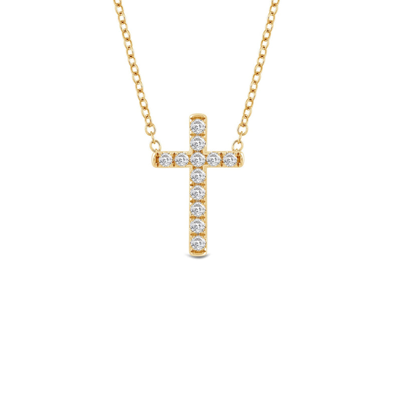 Petite Lab Created Diamond Cross Necklace