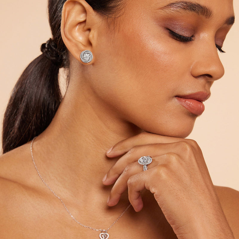 Galaxy Halo Diamond Earrings
