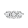 Three Stone Crossover Diamond Halo Ring