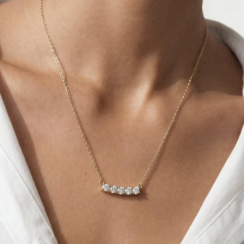 Dainty Five Stone Diamond Necklace
