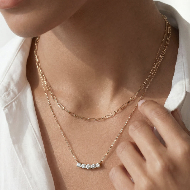 Dainty Five Stone Diamond Necklace