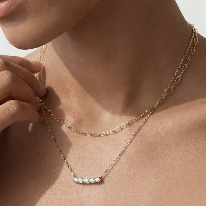 Dainty Five Stone Diamond Necklace