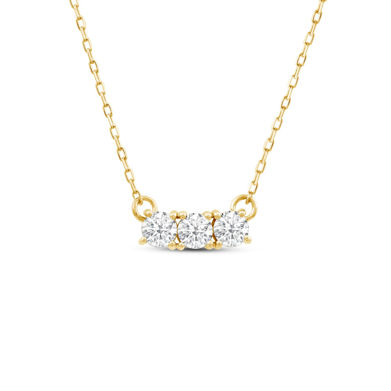 Dainty Three Stone Diamond Necklace