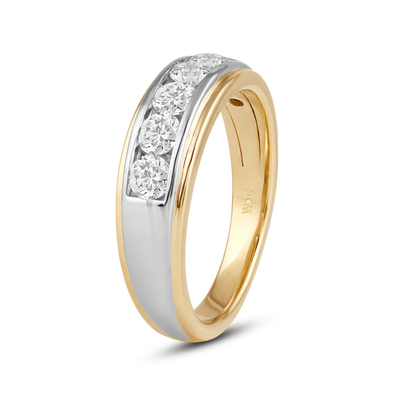 Two-Tone Channel Set 5 Stone Diamond Ring