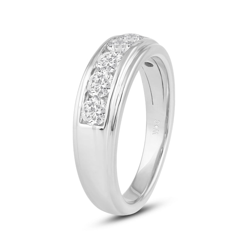 Two-Tone Channel Set 5 Stone Diamond Ring