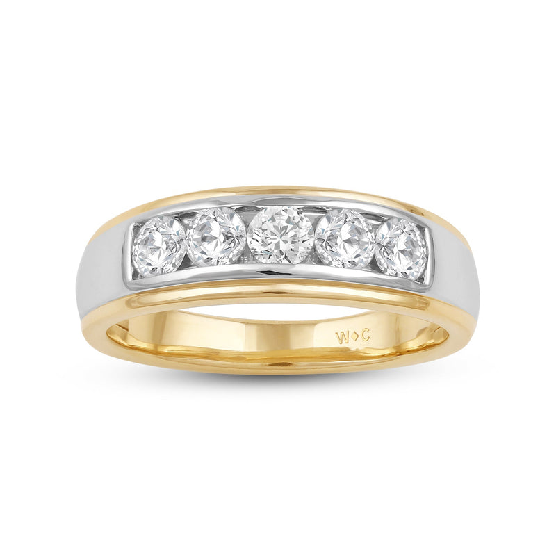 Two-Tone Channel Set 5 Stone Diamond Ring