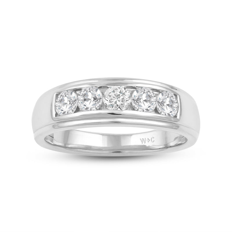 Two-Tone Channel Set 5 Stone Diamond Ring