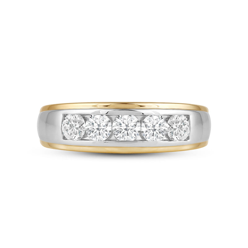 Two-Tone Channel Set 5 Stone Diamond Ring