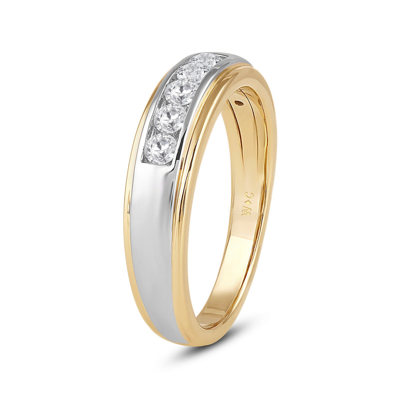 Two-Tone Channel Set 5 Stone Diamond Ring