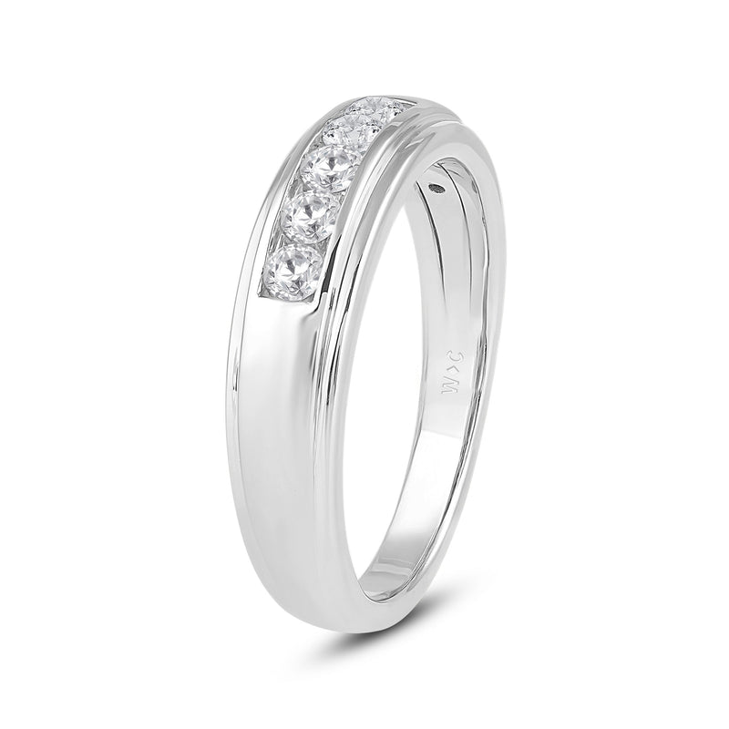 Two-Tone Channel Set 5 Stone Diamond Ring