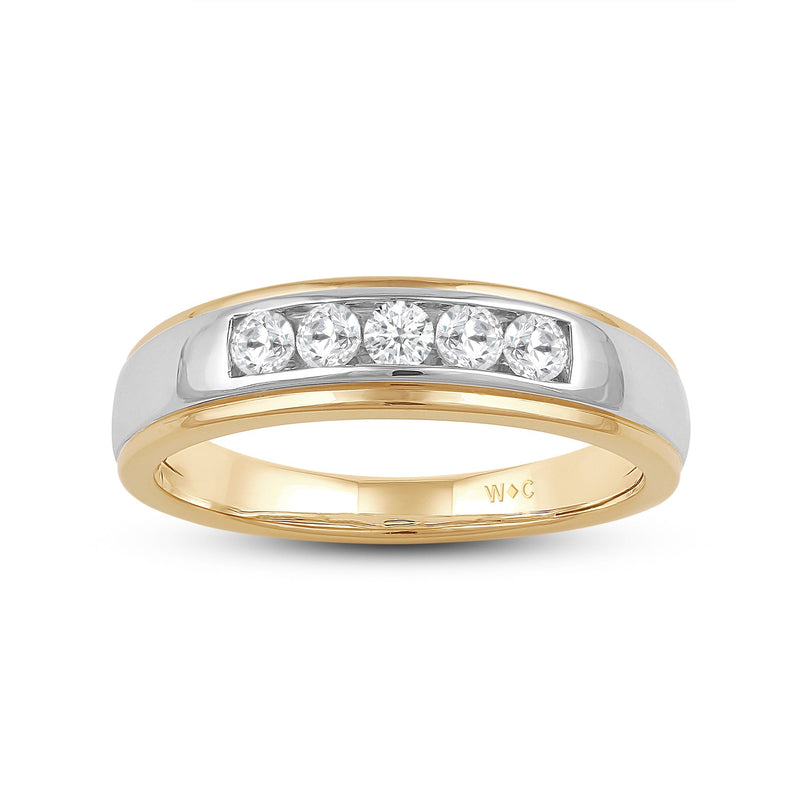 Two-Tone Channel Set 5 Stone Diamond Ring
