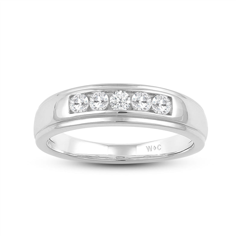 Two-Tone Channel Set 5 Stone Diamond Ring