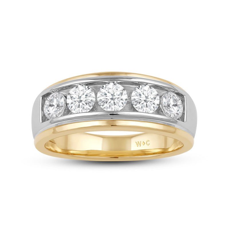 Two-Tone Channel Set 5 Stone Diamond Ring
