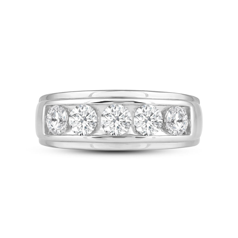 Two-Tone Channel Set 5 Stone Diamond Ring