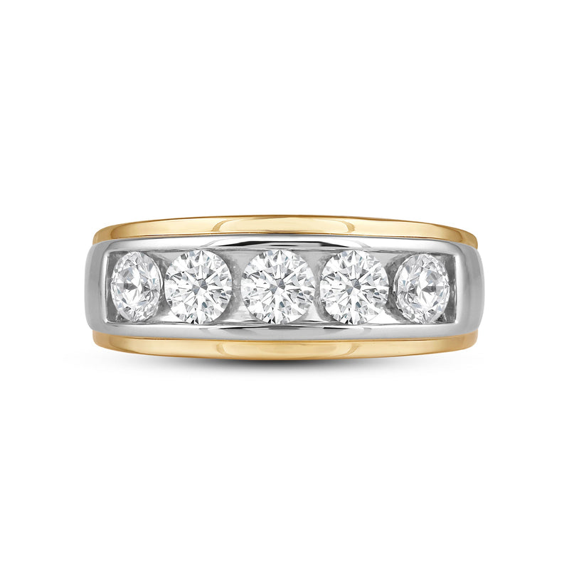 Two-Tone Channel Set 5 Stone Diamond Ring