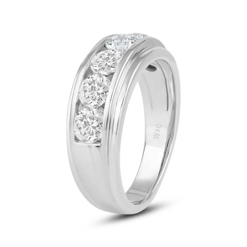 Two-Tone Channel Set 5 Stone Diamond Ring
