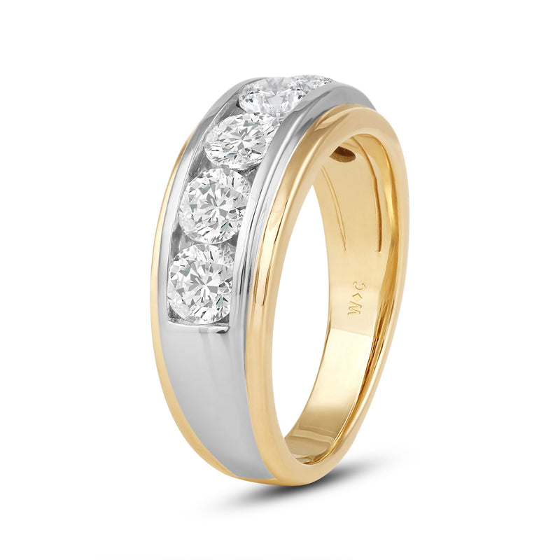 Two-Tone Channel Set 5 Stone Diamond Ring