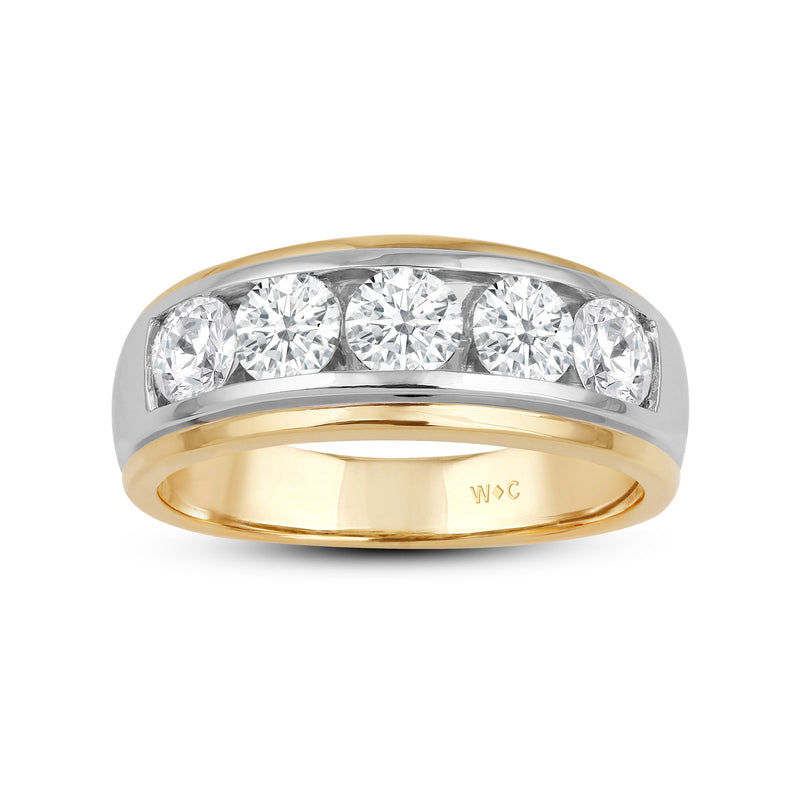 Two-Tone Channel Set 5 Stone Diamond Ring