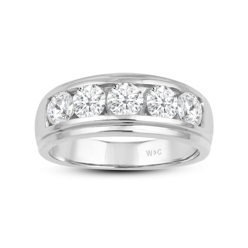 Two-Tone Channel Set 5 Stone Diamond Ring