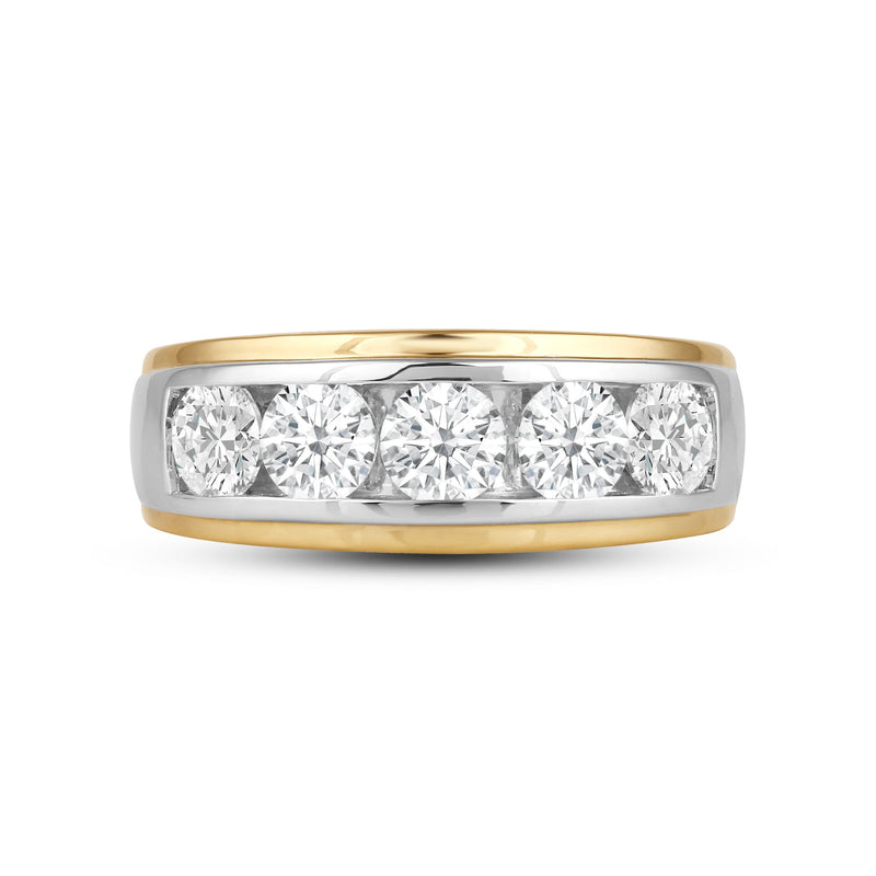 Two-Tone Channel Set 5 Stone Diamond Ring