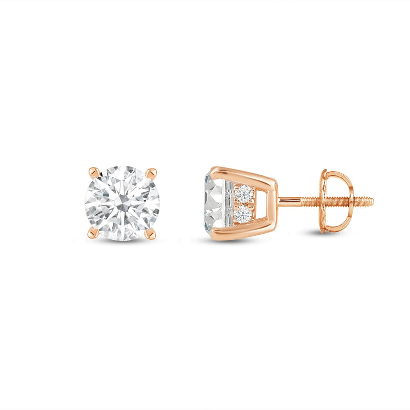 Hidden Halo Round Solitaire Stud Earrings