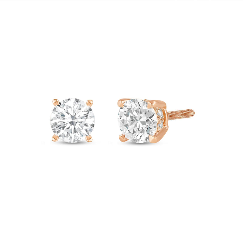 Hidden Halo Round Solitaire Stud Earrings