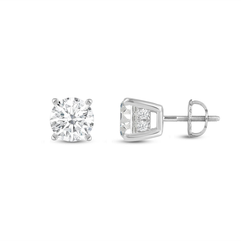 Hidden Halo Round Solitaire Stud Earrings