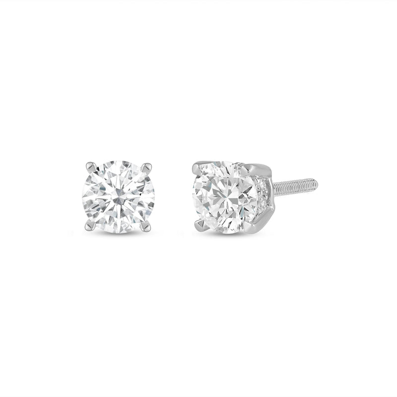Hidden Halo Round Solitaire Stud Earrings