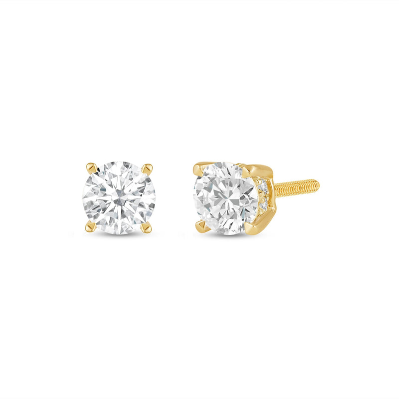 Hidden Halo Round Solitaire Stud Earrings