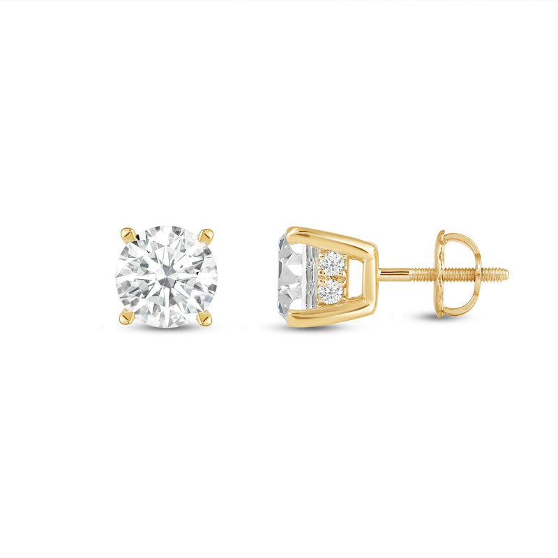 Hidden Halo Round Solitaire Stud Earrings