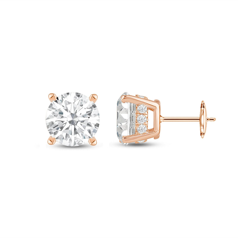 Hidden Halo Round Solitaire Stud Earrings