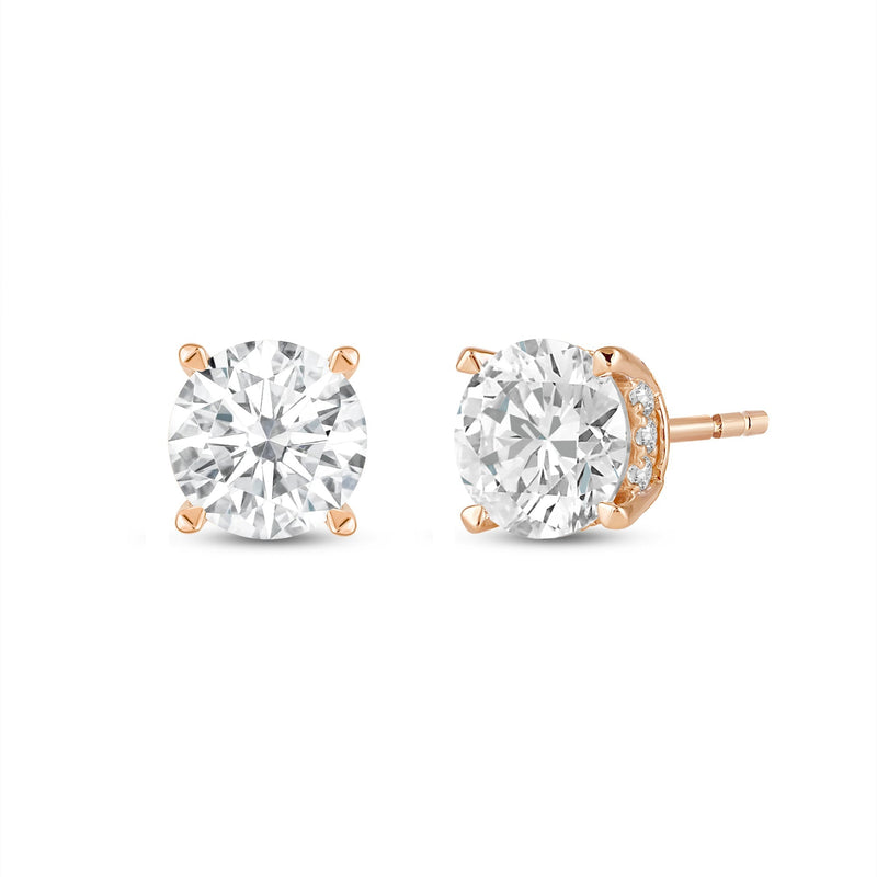Hidden Halo Round Solitaire Stud Earrings