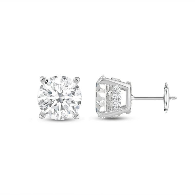 Hidden Halo Round Solitaire Stud Earrings