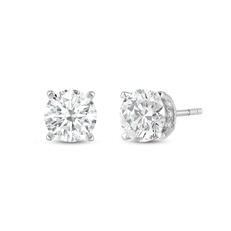 Hidden Halo Round Solitaire Stud Earrings
