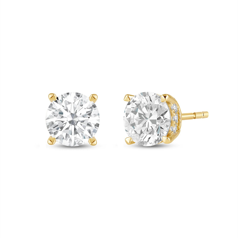 Hidden Halo Round Solitaire Stud Earrings