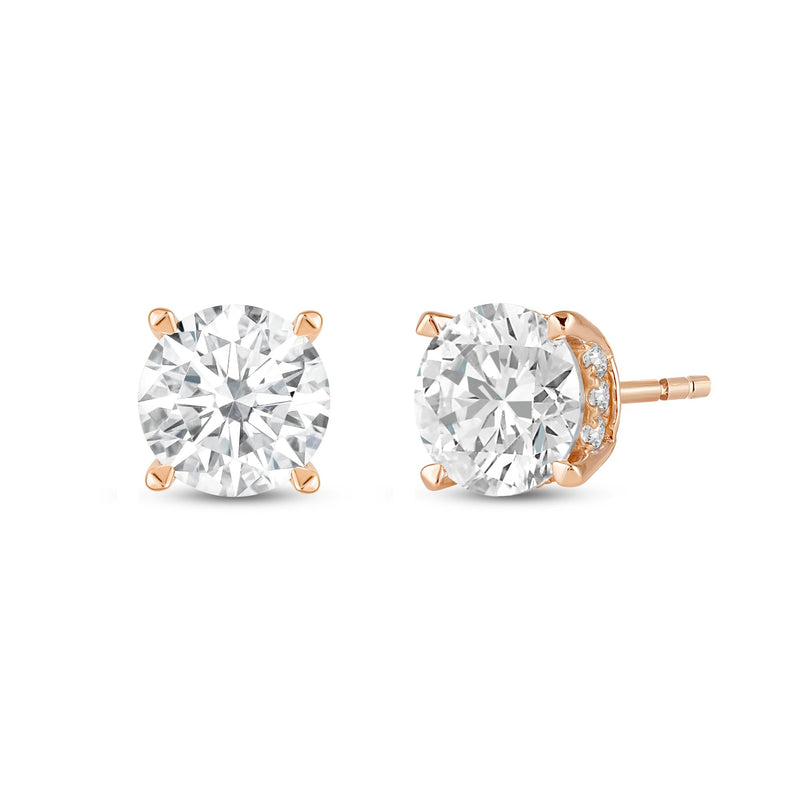 Hidden Halo Round Solitaire Stud Earrings